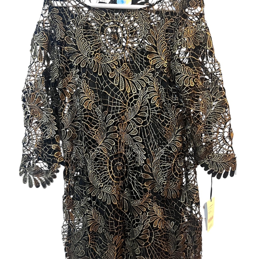 Elegant Black and Gold Lace Dress
